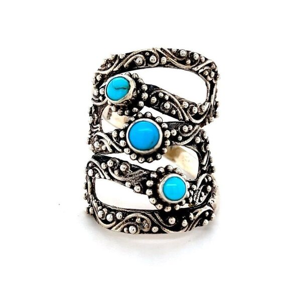 Jewelry - Silver 925 3-Turquoise Wrap Cool Ring